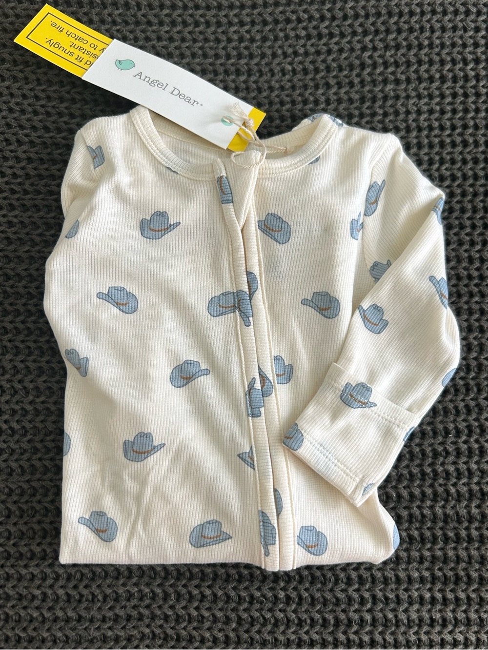 NWT Angel Dear cowboy hat print ribbed footie pajamas